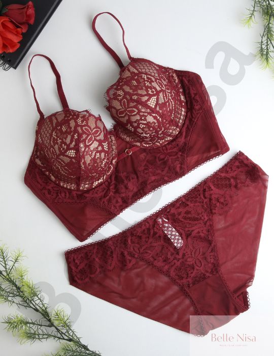 Soft Padded Lace Lingerie Set with Full Support